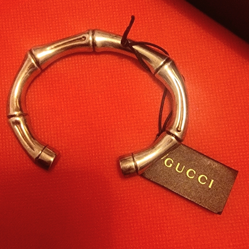 Authentic Gucci Silver Bamboo Unisex Bracelet - Picture 2 of 6